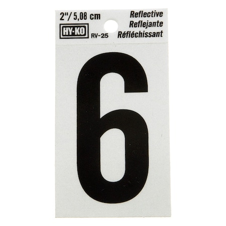 Hy-Ko 2In Reflective Number 6, 10PK B00408